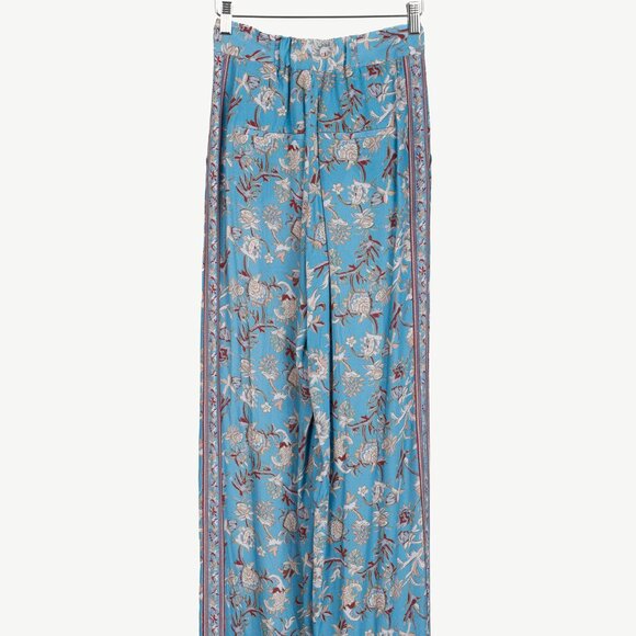 Veronica Beard Blue Pomeline Floral-Print Crepe de Chine Pants - Picture 3 of 12